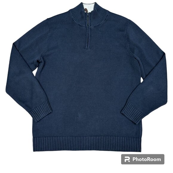 L.L. Bean Other - Men's‎ L.L. BEAN Heavy Blue 1/4 Zip Mock Neck Sweater- Size Large Tall